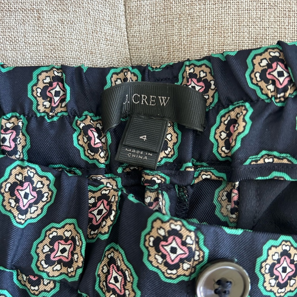J Crew Silk Foulard Medallion Cropped Pant Size 4 - Picture 5 of 8